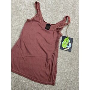 Obey Tank Top Womens XXS Pink Lace Trim Scoop Neck Camisole Sleeveless Jersey